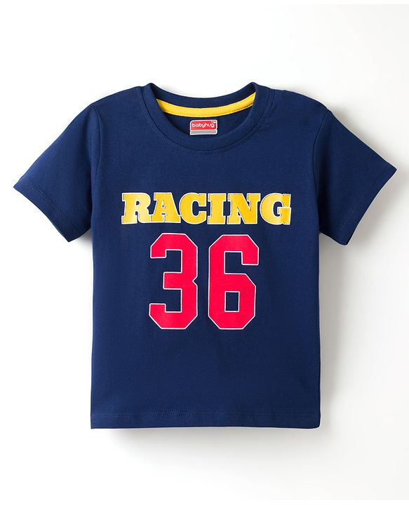 Babyhug Cotton Knit Half Sleeves T-Shirt With Racing Print - Multicolor