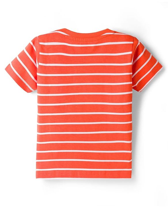 Babyhug Cotton Knit Half Sleeves T-Shirts with Stripes & Good Vibes Graphics Pack of 3 - Multicolor