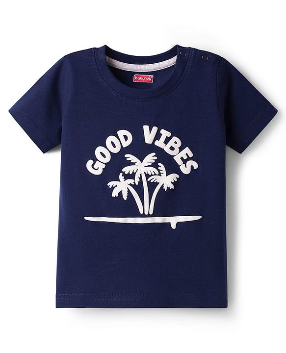 Babyhug Cotton Knit Half Sleeves T-Shirts with Stripes & Good Vibes Graphics Pack of 3 - Multicolor