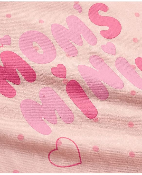Babyhug Cotton Knit Half Sleeves Polka Dots & Hearts Printed Nighty - Peach
