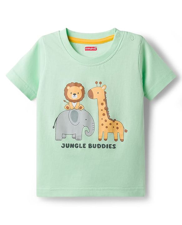 Babyhug Cotton Knit Half Sleeves T-Shirts With Animal Print Pack of 3 - Multicolor