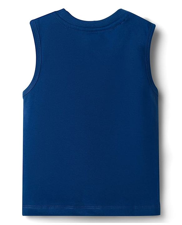 Babyhug Cotton Knit Sleeveless Tank T-Shirt With Basketball Print - Multicolor