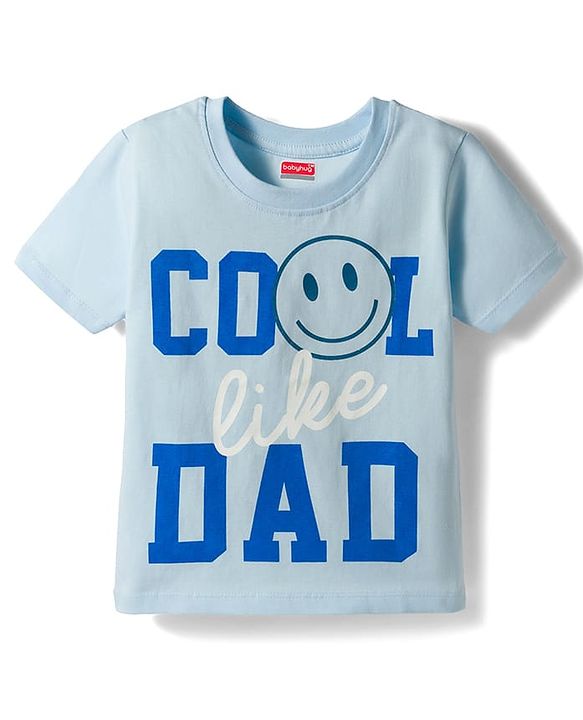 Babyhug Cotton Knit Half Sleeves T-Shirt With Cool Dad Print - Multicolor