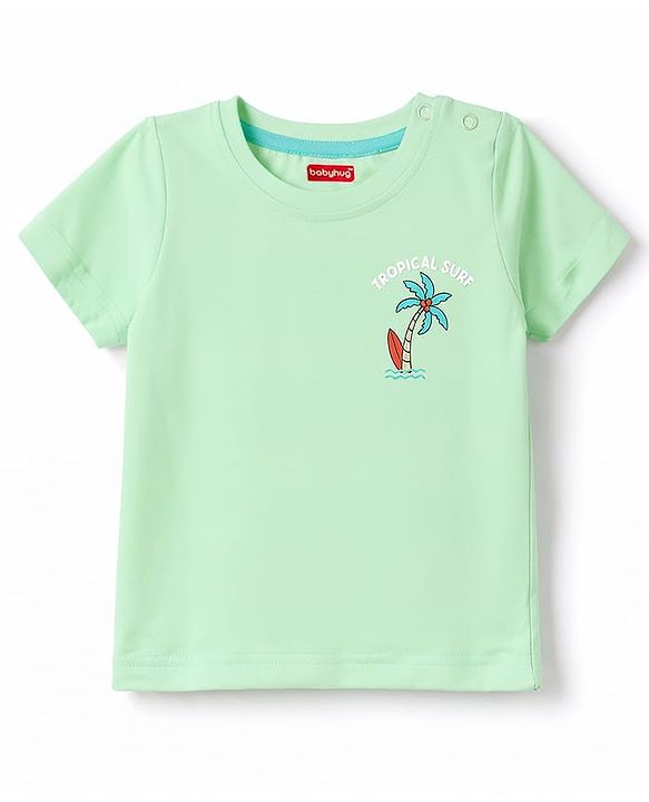 Babyhug 100% Cotton Knit T-Shirts Half Sleeves with Graphics Light/Sky Blue 6-9 Months Pack of 3