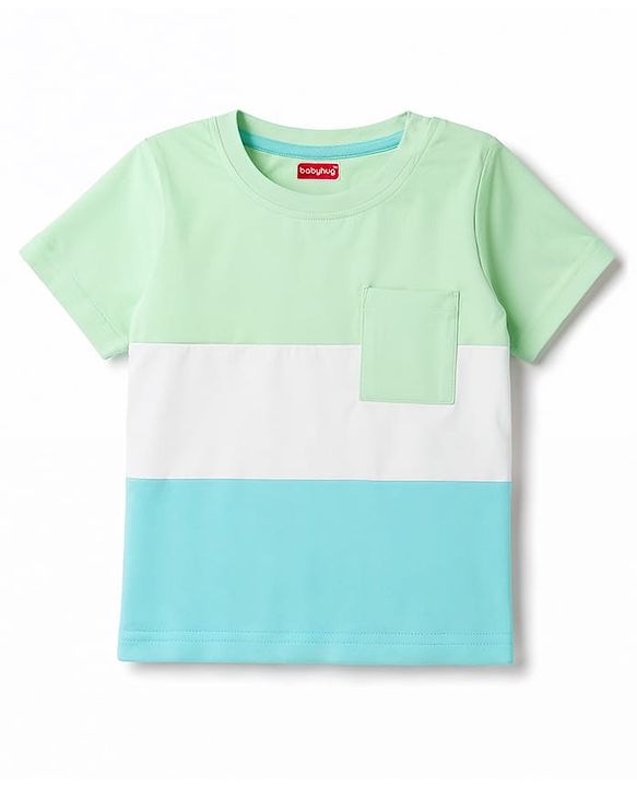Babyhug 100% Cotton Knit T-Shirts Half Sleeves with Graphics Light/Sky Blue 6-9 Months Pack of 3