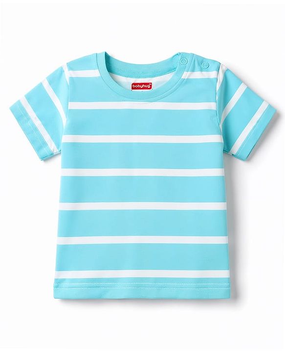 Babyhug 100% Cotton Knit T-Shirts Half Sleeves with Graphics Light/Sky Blue 6-9 Months Pack of 3