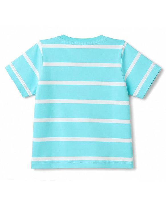 Babyhug 100% Cotton Knit T-Shirts Half Sleeves with Graphics Light/Sky Blue 6-9 Months Pack of 3