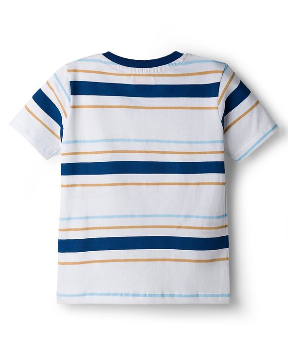 Babyhug Cotton Knit Half Sleeves Round Neck Graphic & Striped T-Shirts Pack of 3 Multi Color 6-9 Months