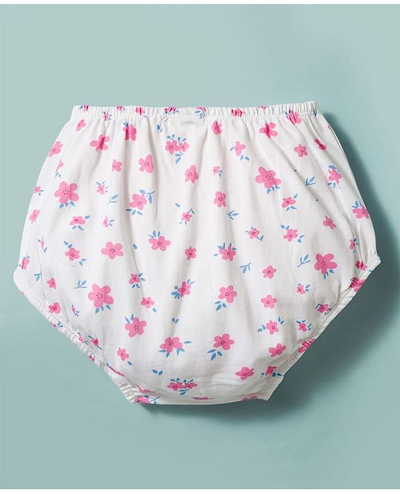 Babyhug Cotton Woven Frocks with Bloomer/Shorts Floral Print White 0-0 Months