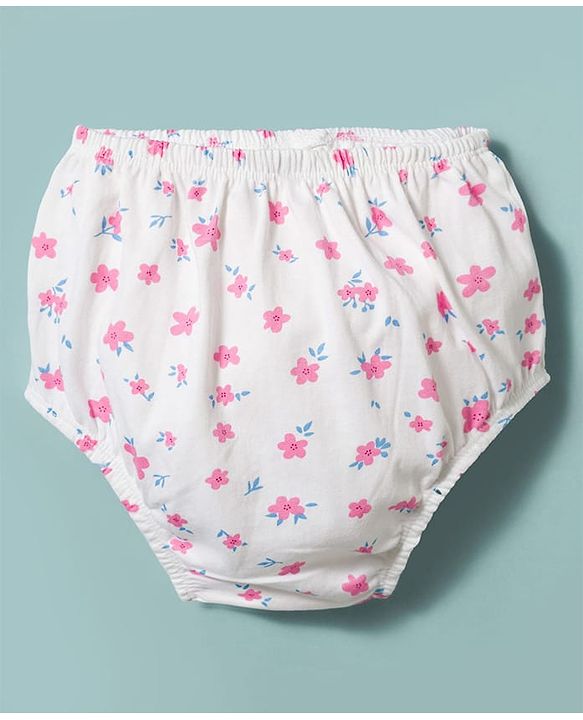 Babyhug Cotton Woven Frocks with Bloomer/Shorts Floral Print White 0-0 Months