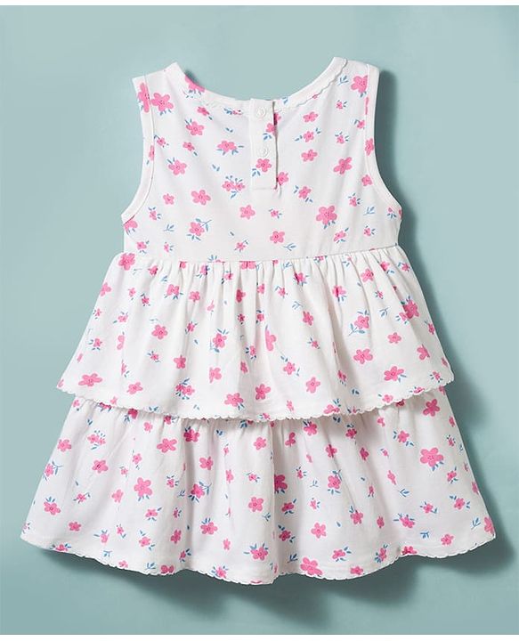 Babyhug Cotton Woven Frocks with Bloomer/Shorts Floral Print White 0-0 Months