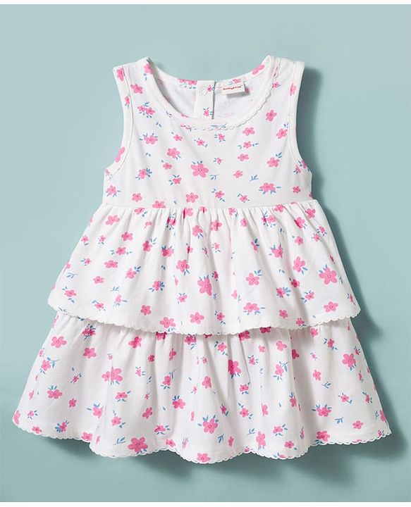 Babyhug Cotton Woven Frocks with Bloomer/Shorts Floral Print White 0-0 Months