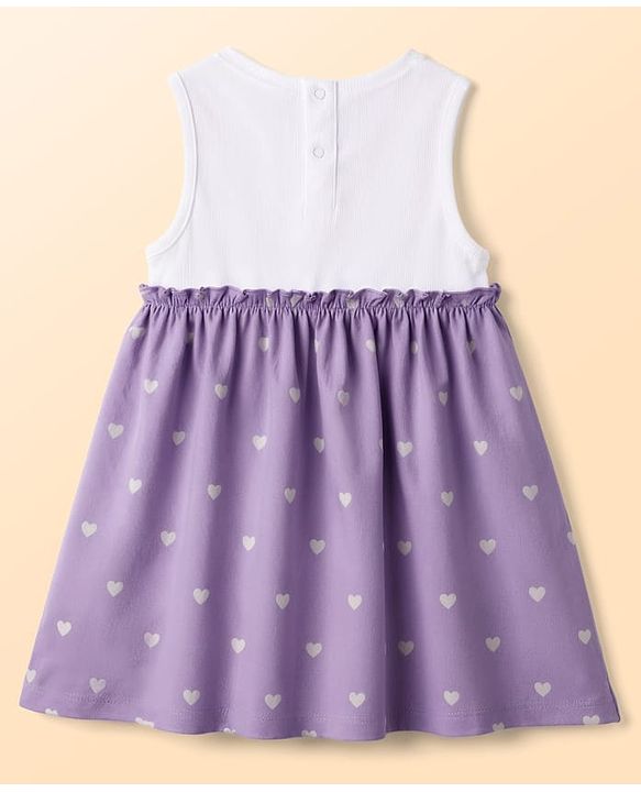 Babyhug Cotton Knit Frocks with Bloomer/Shorts Sleeveless with Flower Applique Lavender 0-0 Months