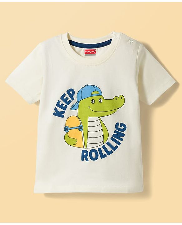 Babyhug Cotton Knit Half Sleeves T-Shirts With Dino Print Pack of 3 - Multicolor