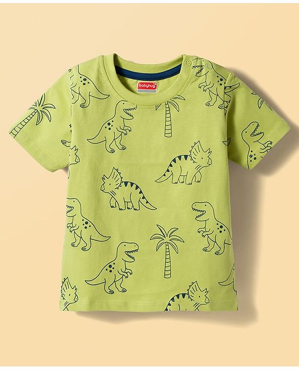 Babyhug Cotton Knit Half Sleeves T-Shirts With Dino Print Pack of 3 - Multicolor