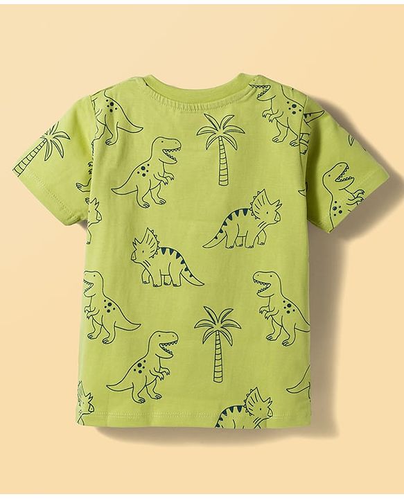 Babyhug Cotton Knit Half Sleeves T-Shirts With Dino Print Pack of 3 - Multicolor