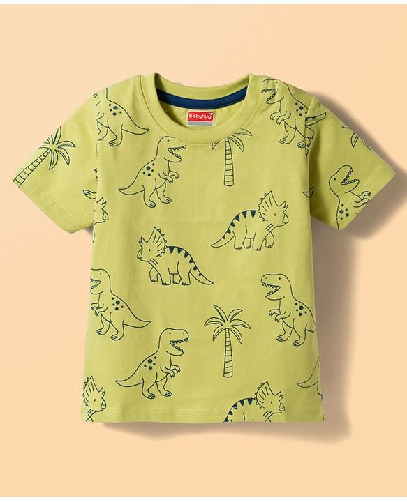 Babyhug Cotton Knit Half Sleeves T-Shirts With Dino Print Pack of 3 - Multicolor