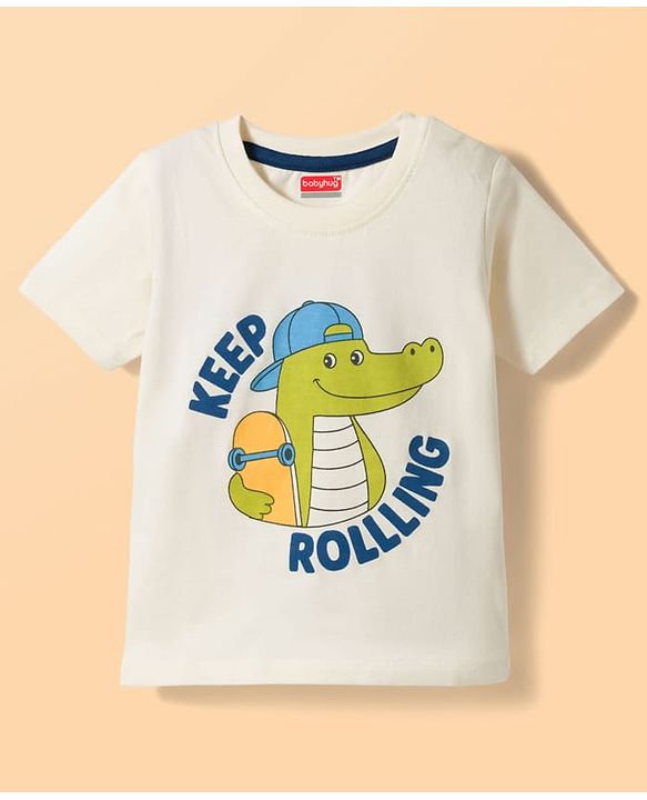 Babyhug Cotton Knit Half Sleeves T-Shirts With Dino Print Pack of 3 - Multicolor
