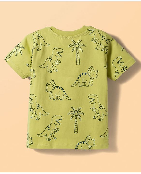 Babyhug Cotton Knit Half Sleeves T-Shirts With Dino Print Pack of 3 - Multicolor
