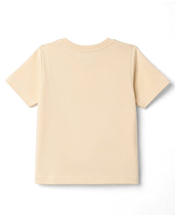 Babyhug 100% Cotton Knit Half Sleeves T-Shirts With Dino Graphic - Cream