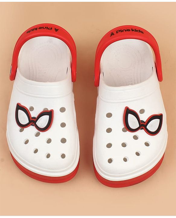 Pine Kids Marvel Back Strap Clogs With Spider Man Applique - Red & White