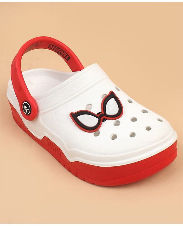 Pine Kids Marvel Back Strap Clogs With Spider Man Applique - Red & White