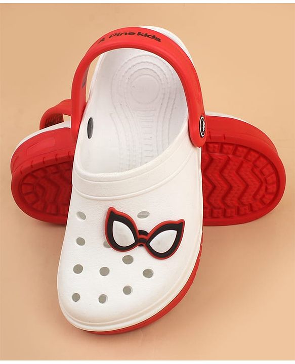 Pine Kids Marvel Back Strap Clogs With Spider Man Applique - Red & White