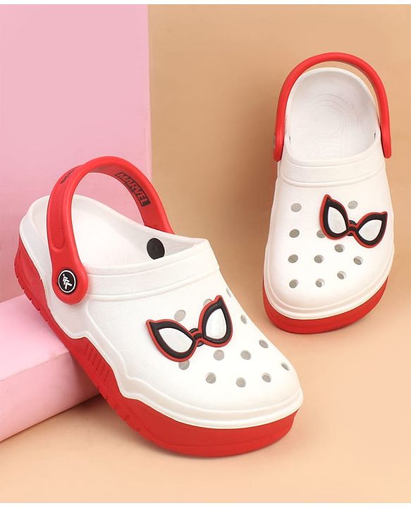 Pine Kids Marvel Back Strap Clogs With Spider Man Applique - Red & White
