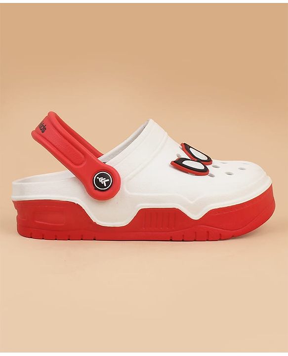 Pine Kids Marvel Back Strap Clogs With Spider Man Applique - Red & White