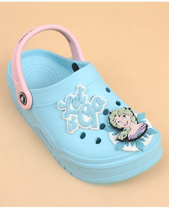 Pine Kids Lucas Back Strap Clogs With Elsa Applique - Light Blue