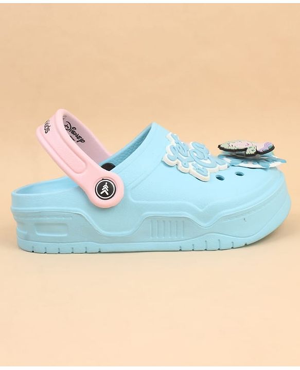 Pine Kids Lucas Back Strap Clogs With Elsa Applique - Light Blue