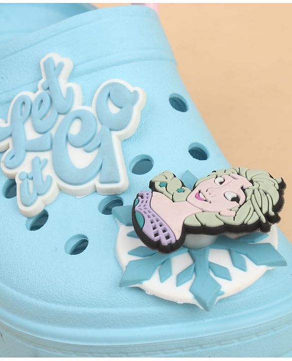 Pine Kids Lucas Back Strap Clogs With Elsa Applique - Light Blue