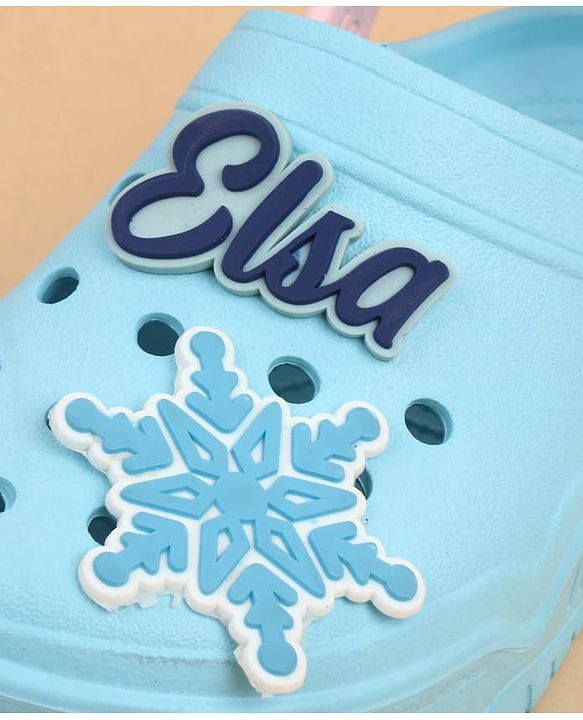 Pine Kids Lucas Back Strap Clogs With Elsa Applique - Light Blue