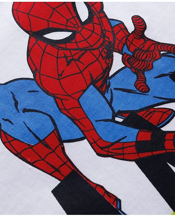 Babyhug Marvel Single Jersey Knit Half Sleeves T-Shirt with Spiderman Graphic - White