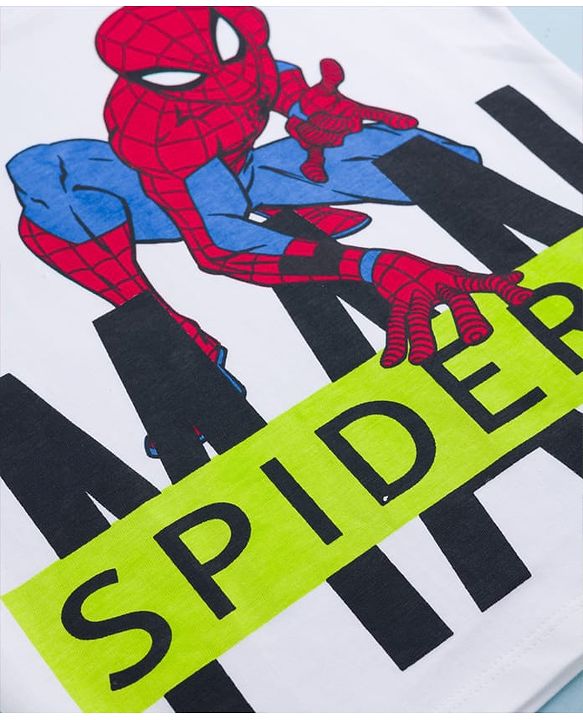 Babyhug Marvel Single Jersey Knit Half Sleeves T-Shirt with Spiderman Graphic - White