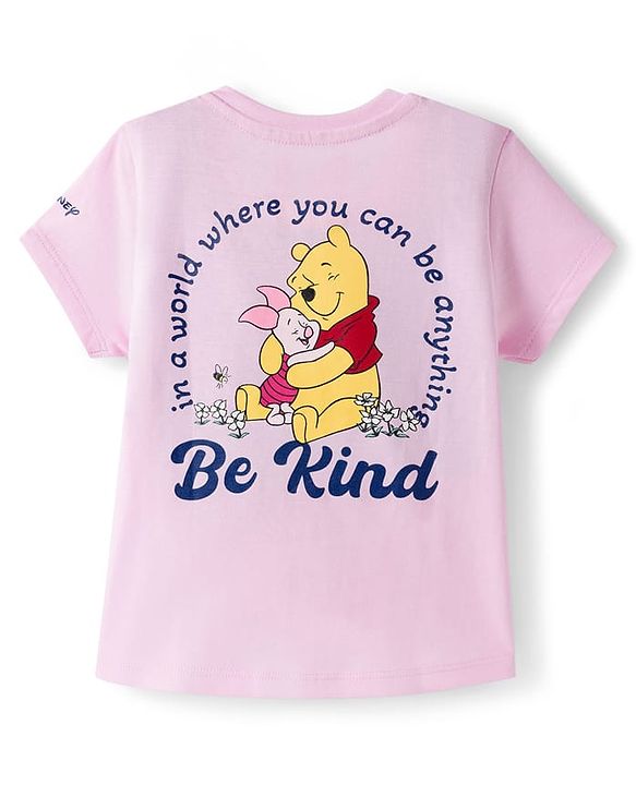 Babyhug Disney 100% Cotton Knit Half Sleeves T-Shirt With Front & Back Winnie the Pooh Graphic - Pink