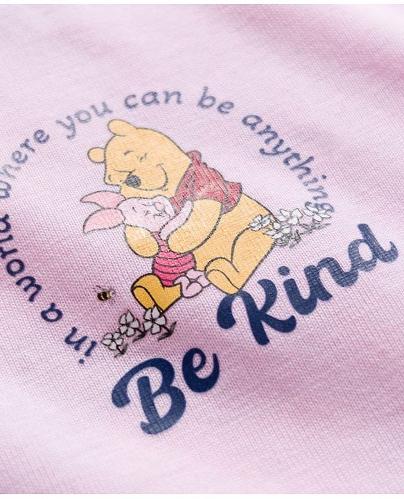 Babyhug Disney 100% Cotton Knit Half Sleeves T-Shirt With Front & Back Winnie the Pooh Graphic - Pink
