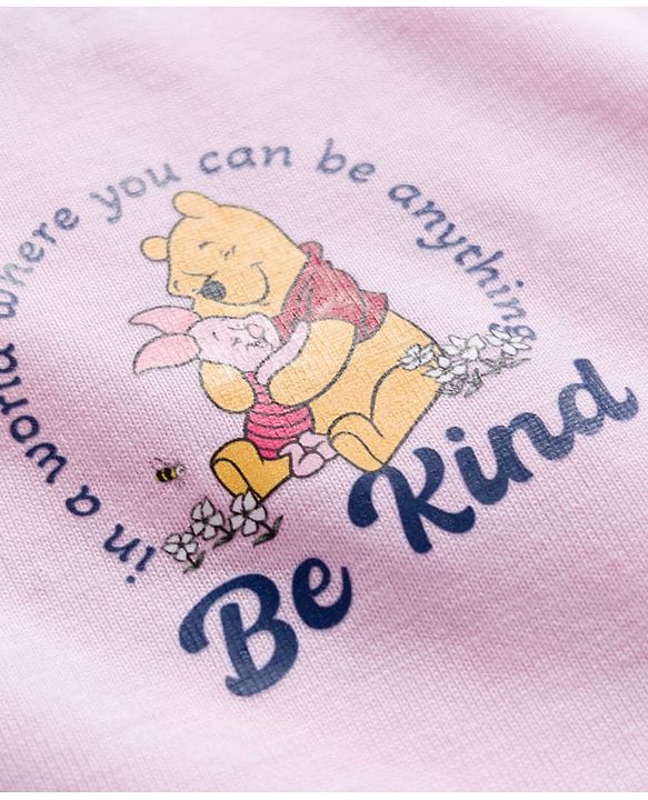 Babyhug Disney 100% Cotton Knit Half Sleeves T-Shirt With Front & Back Winnie the Pooh Graphic - Pink