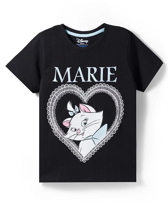 Pine Kids Disney Single Jersey Knit Half Sleeves T-Shirt & Shorts Night Suit With Marie Graphics - Blue