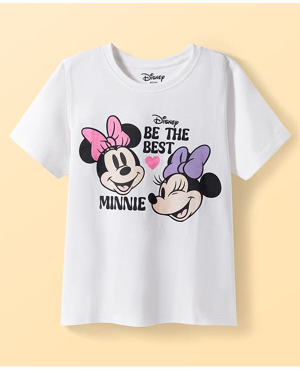 Pine Kids Disney Single Jersey Knit Half Sleeves T-Shirt & Shorts Night Suit with Minnie Mouse Graphic - Multicolor