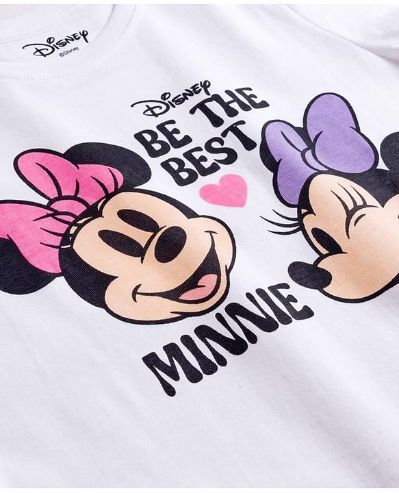 Pine Kids Disney Single Jersey Knit Half Sleeves T-Shirt & Shorts Night Suit with Minnie Mouse Graphic - Multicolor