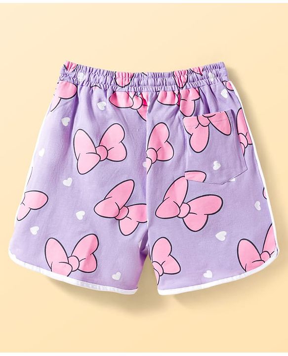 Pine Kids Disney Single Jersey Knit Half Sleeves T-Shirt & Shorts Night Suit with Minnie Mouse Graphic - Multicolor
