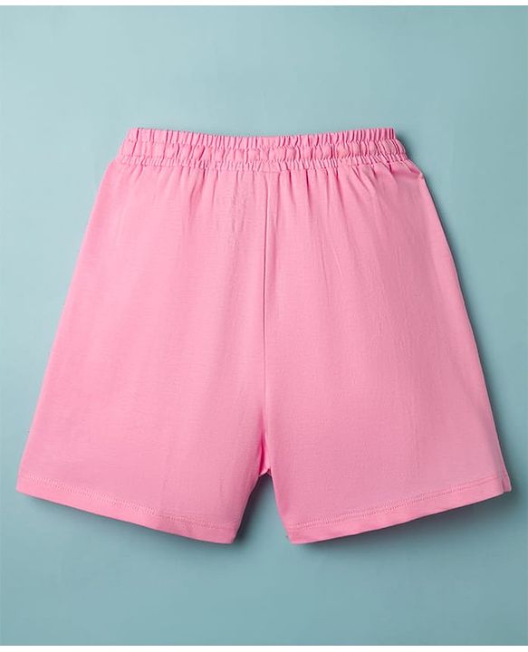 Pine Kids Disney Single Jersey Knit Half Sleeves Short Night Suit with Marie Graphic - Pink & White