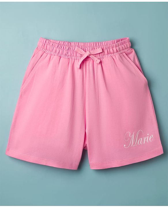 Pine Kids Disney Single Jersey Knit Half Sleeves Short Night Suit with Marie Graphic - Pink & White