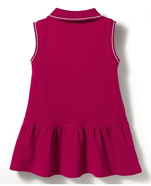 Babyhug Cotton Knit One Piece Dress Sleeveless Polo Neck Purple 9-12 Months