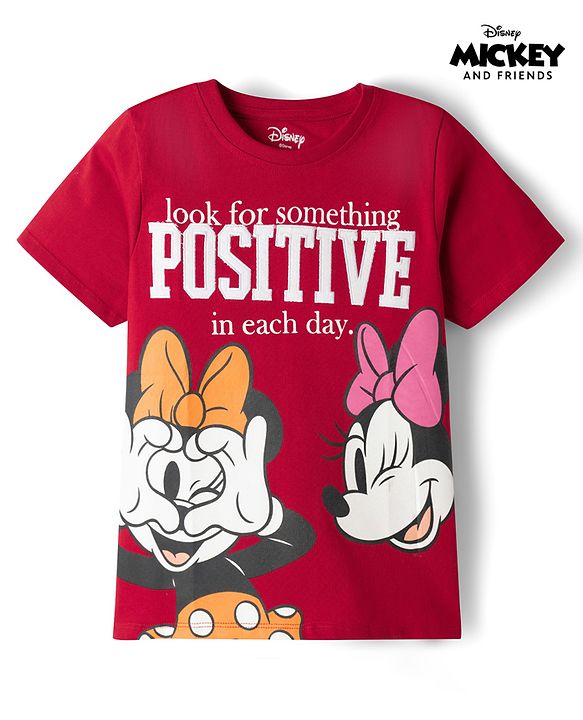 Pine Kids Disney Single Jersey Knit Half Sleeves T-Shirt with  Minnie Mouse & Friends Graphic - Maroon