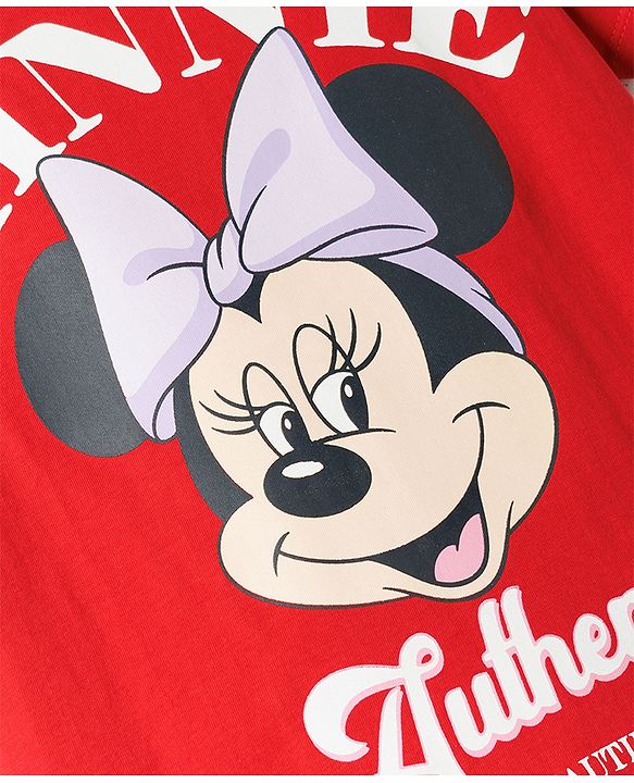 Pine Kids Disney Single Jersey Knit Half Sleeves T-Shirt With Minnie Mouse Graphics - Maroon