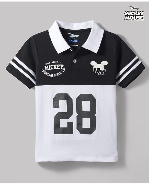 Pine Kids Disney Single Jersey Knit Half Sleeves Polo T-Shirt With Mickey Mouse Graphics - Multicolor