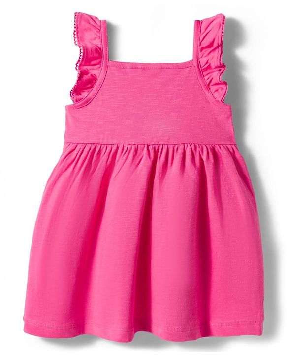 Babyhug Knit Sleeveless Frock With Heart Patch - Dark Pink