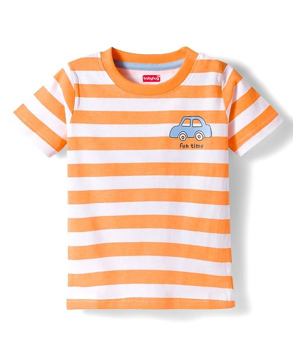 Babyhug Cotton knit Half Sleeves Striped & Printed T-Shirts Pack of 3 - Multicolor